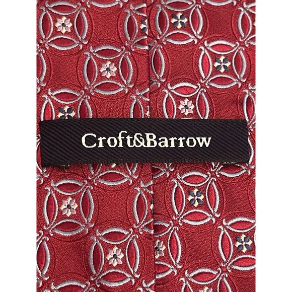 Croft & Barrow Red Blue 100% Silk Men’s Neck Tie - Picture 8 of 9
